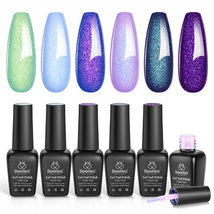 beetles Gel Polish Glitter Gel Nail Polish Set with 6 colours front view