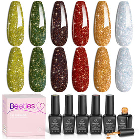 beetles Gel Polish Glitter Gel Nail Polish Set with 6 shades front view