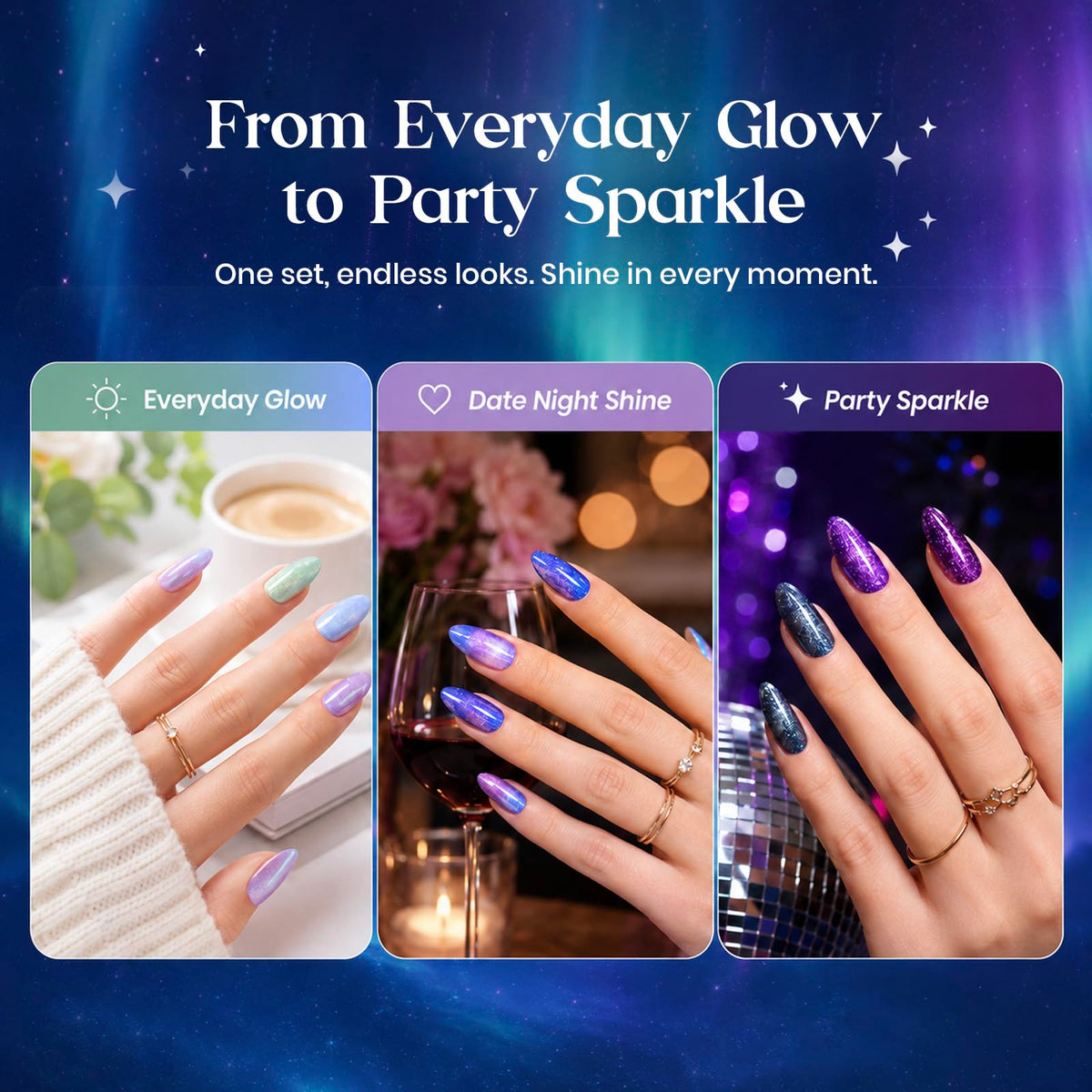 beetles Gel Polish Glitter Gel Nail Polish Set with a festive background