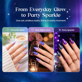 beetles Gel Polish Glitter Gel Nail Polish Set with a festive background