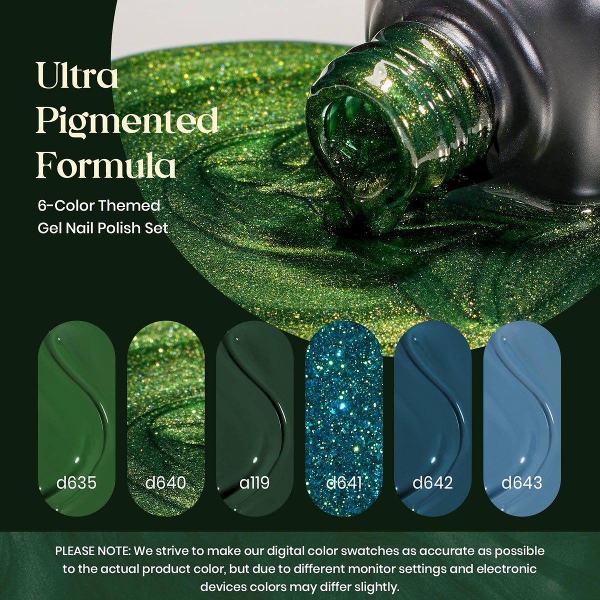 beetles Gel Polish glitter green shade bottle