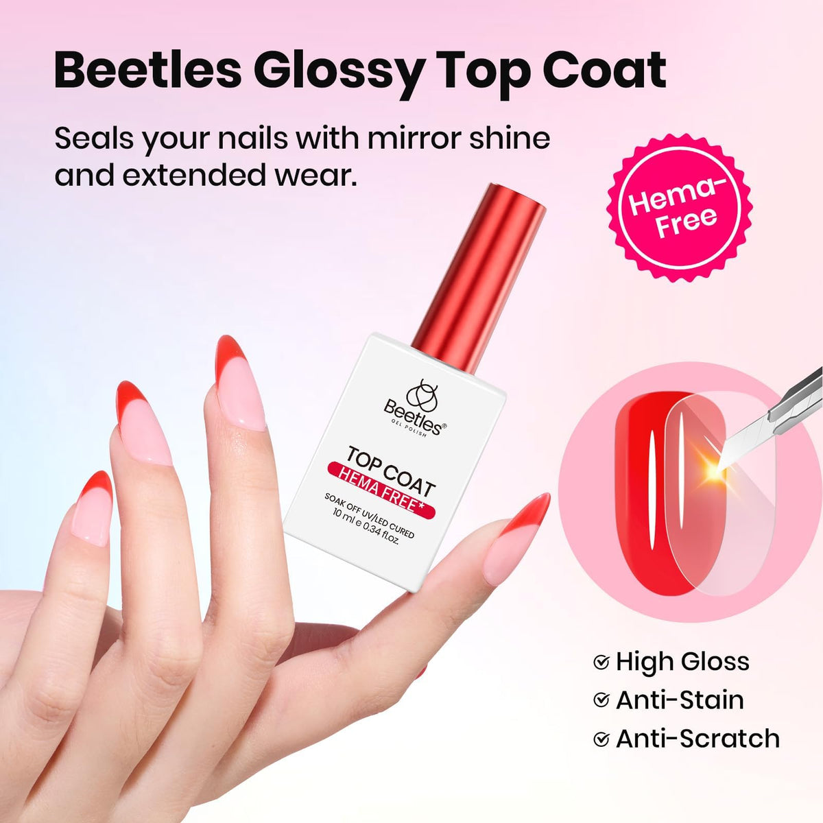 beetles Gel Polish glitter top coat application