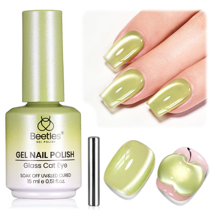 beetles Gel Polish Green Cat Eye Gel Nail Polish 15ML front view
