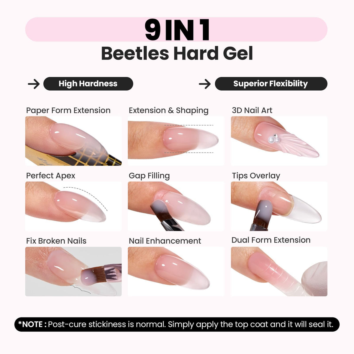 beetles Gel Polish Hard Gel application on nails
