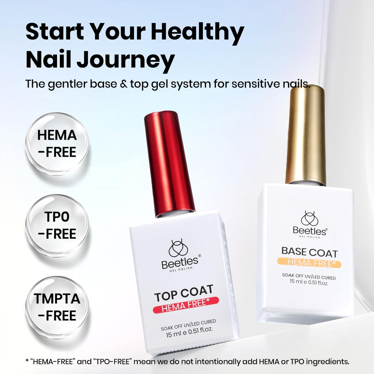 beetles Gel Polish Hema-Free Gel Top and Base Coat Set packaging