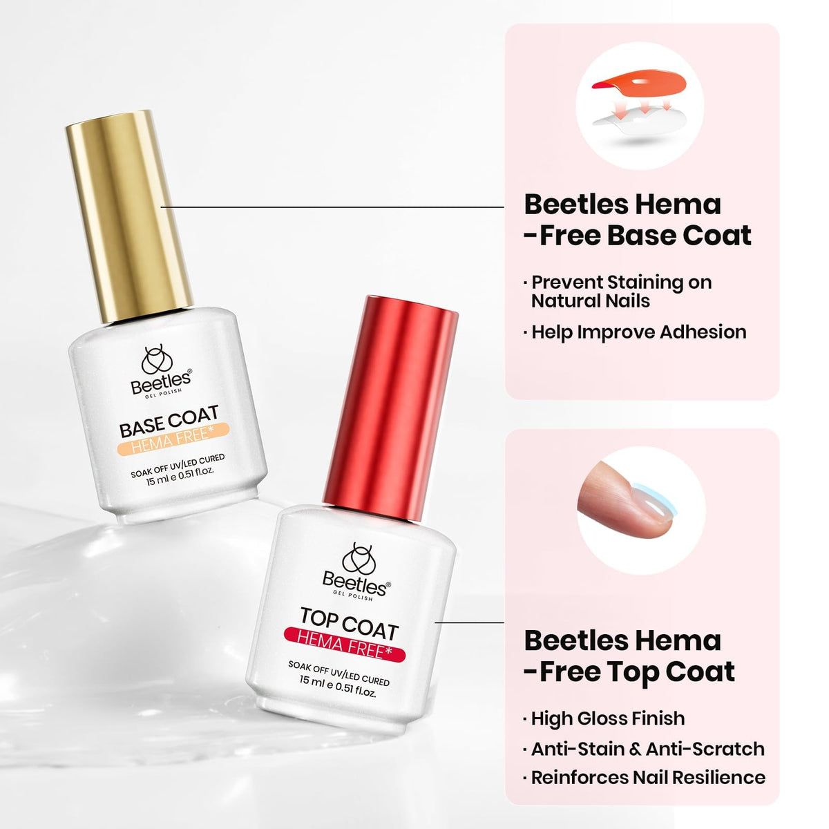 beetles Gel Polish Hema-Free Top Coat 15ml bottle