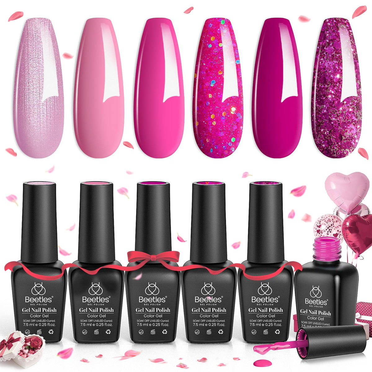 beetles Gel Polish Hot Pink d716 bottle close-up