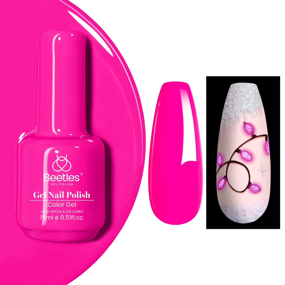 beetles Gel Polish Hot Pink Gel Nail Polish 15ml front view