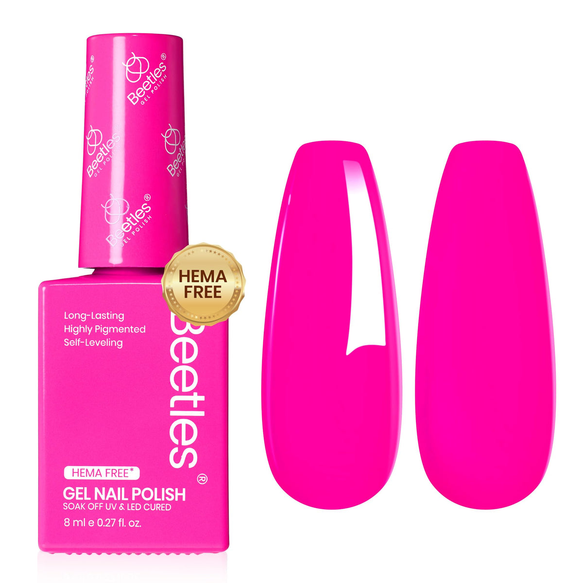 beetles Gel Polish Hot Pink Gel Nail Polish 8ml front view
