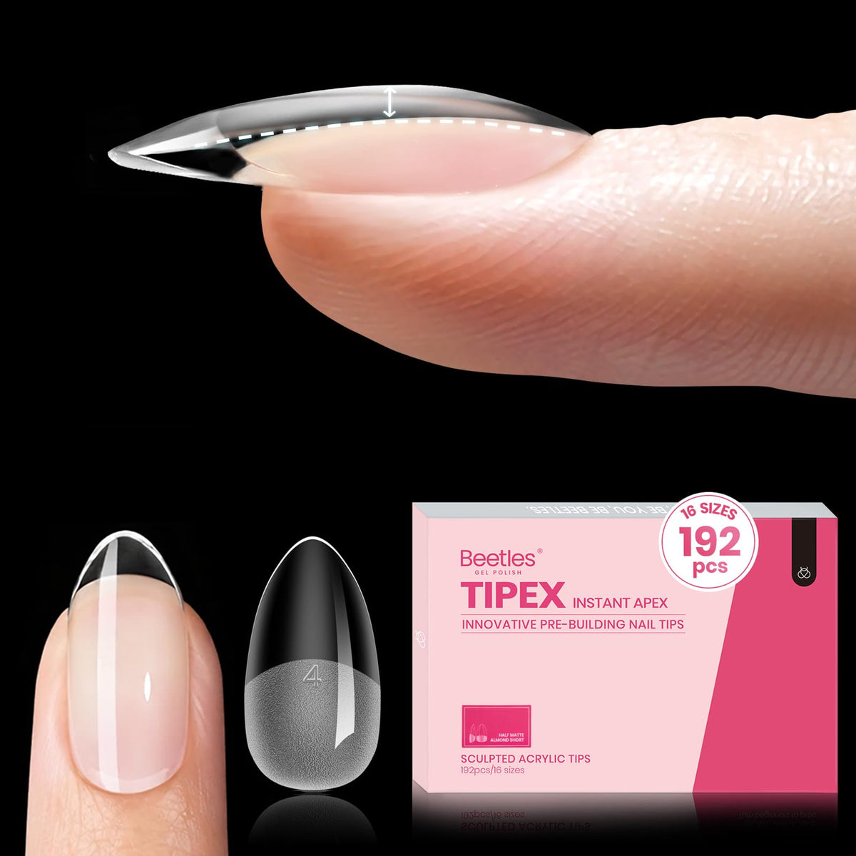 beetles Gel Polish Instant Apex Nail Tips front view with packaging