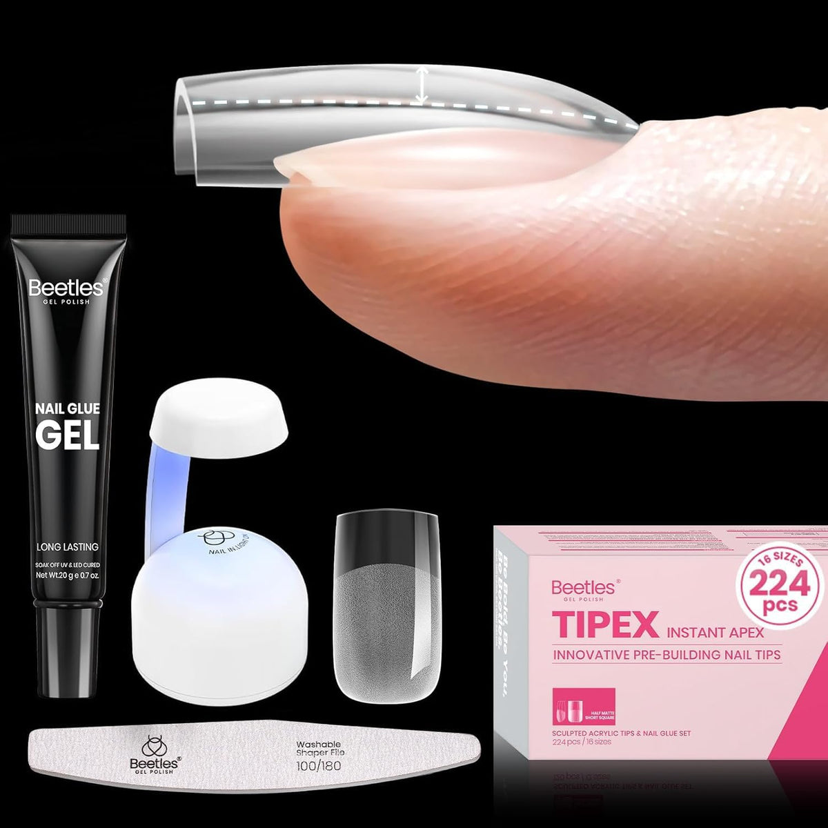 beetles Gel Polish Instant Apex Nail Tips Kit 224pcs front view
