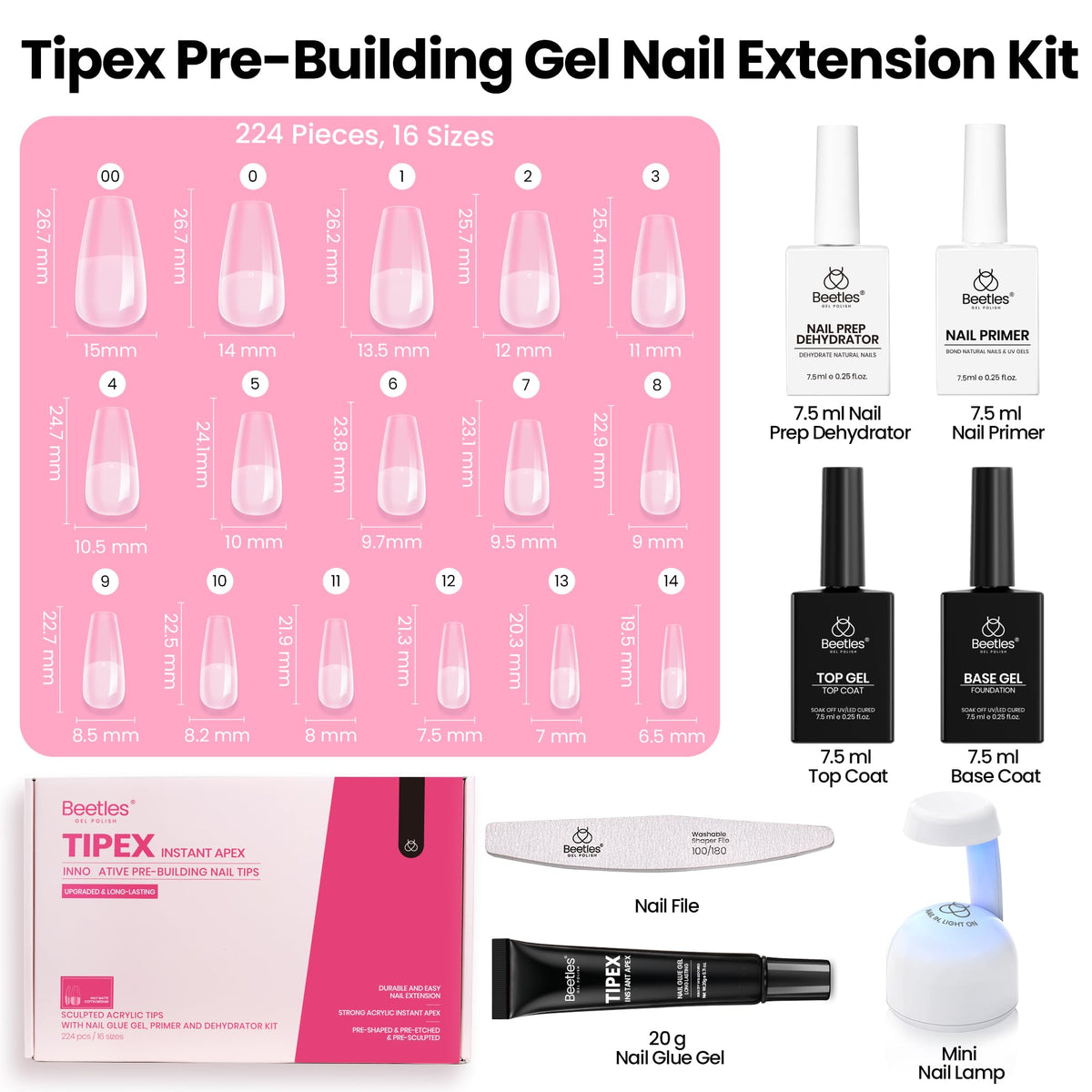 beetles Gel Polish Instant Apex Nail Tips Kit packaging details