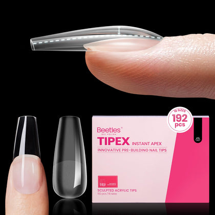 beetles Gel Polish Instant Apex Nail Tips medium coffin 192pcs front view