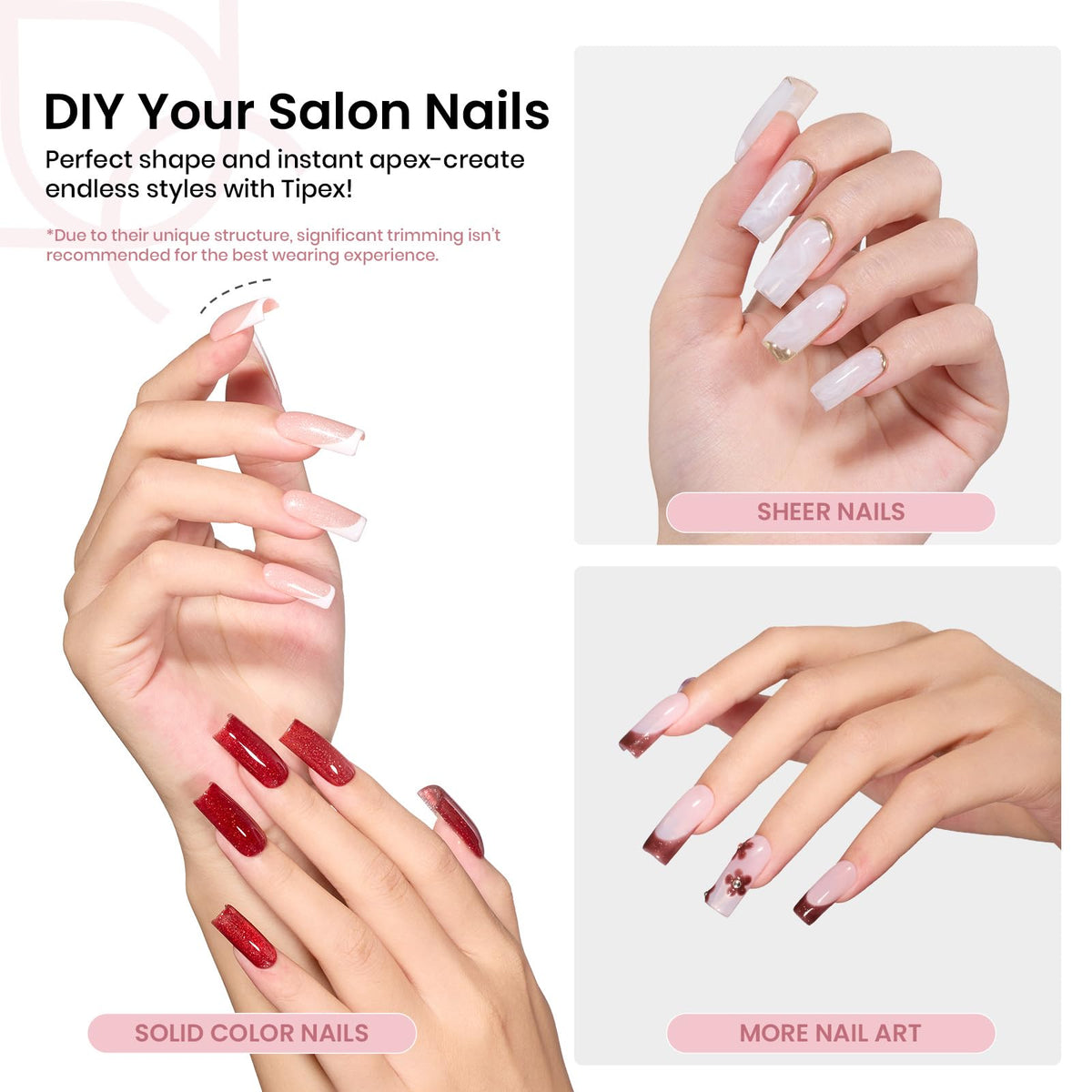beetles Gel Polish Instant Apex Nail Tips showing various sizes
