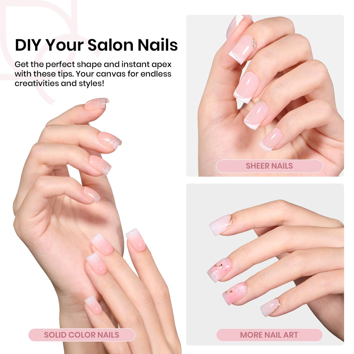 beetles Gel Polish Instant Apex Nail Tips showing various sizes