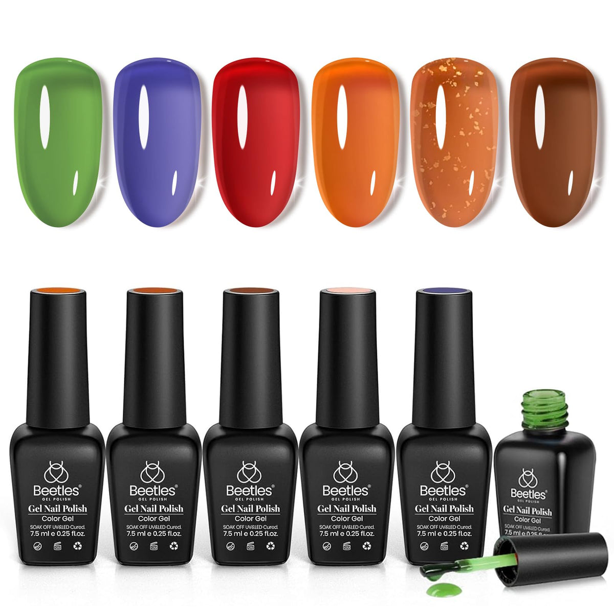 beetles Gel Polish Jelly Gel Nail Polish Set 6 Colours front view