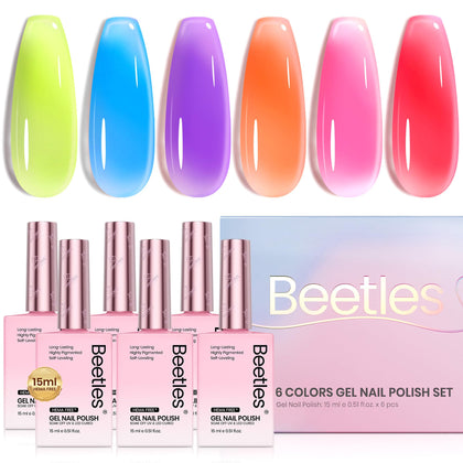 beetles Gel Polish Jelly Gel Polish Set 6 neon colours front view