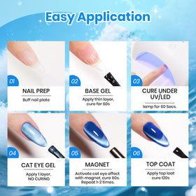beetles Gel Polish Liberty Blue Cat Eye Gel Nail Polish Set displaying galaxy nail design
