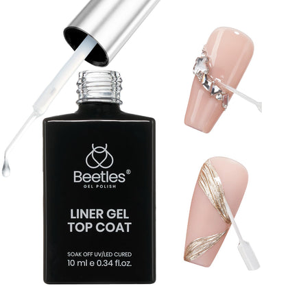beetles Gel Polish Liner Gel Top Coat front view with fine brush