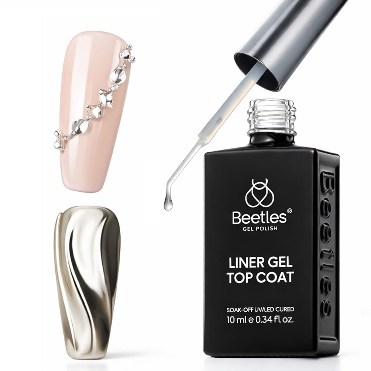 beetles Gel Polish Liner Gel Top Coat with vibrant nail designs