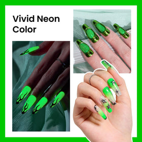 beetles Gel Polish Luminous Green Glow application on nails