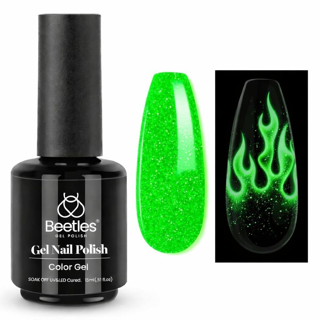 beetles Gel Polish Luminous Green Glow front view