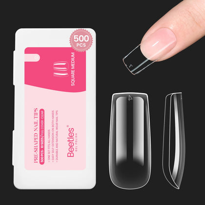 beetles Gel Polish medium square nail tips front view