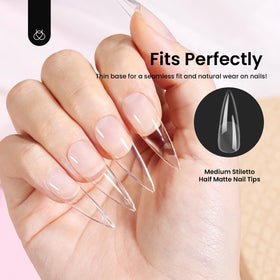 beetles Gel Polish Medium Stiletto Nail Tips side view