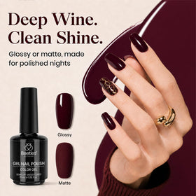 beetles Gel Polish Merlot Wine application on nails