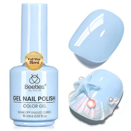 beetles Gel Polish Milky Blue Gel Nail Polish front view