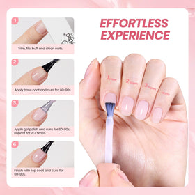 beetles Gel Polish Milky Pink Gel Nail Polish 15ml in use with base and top coat