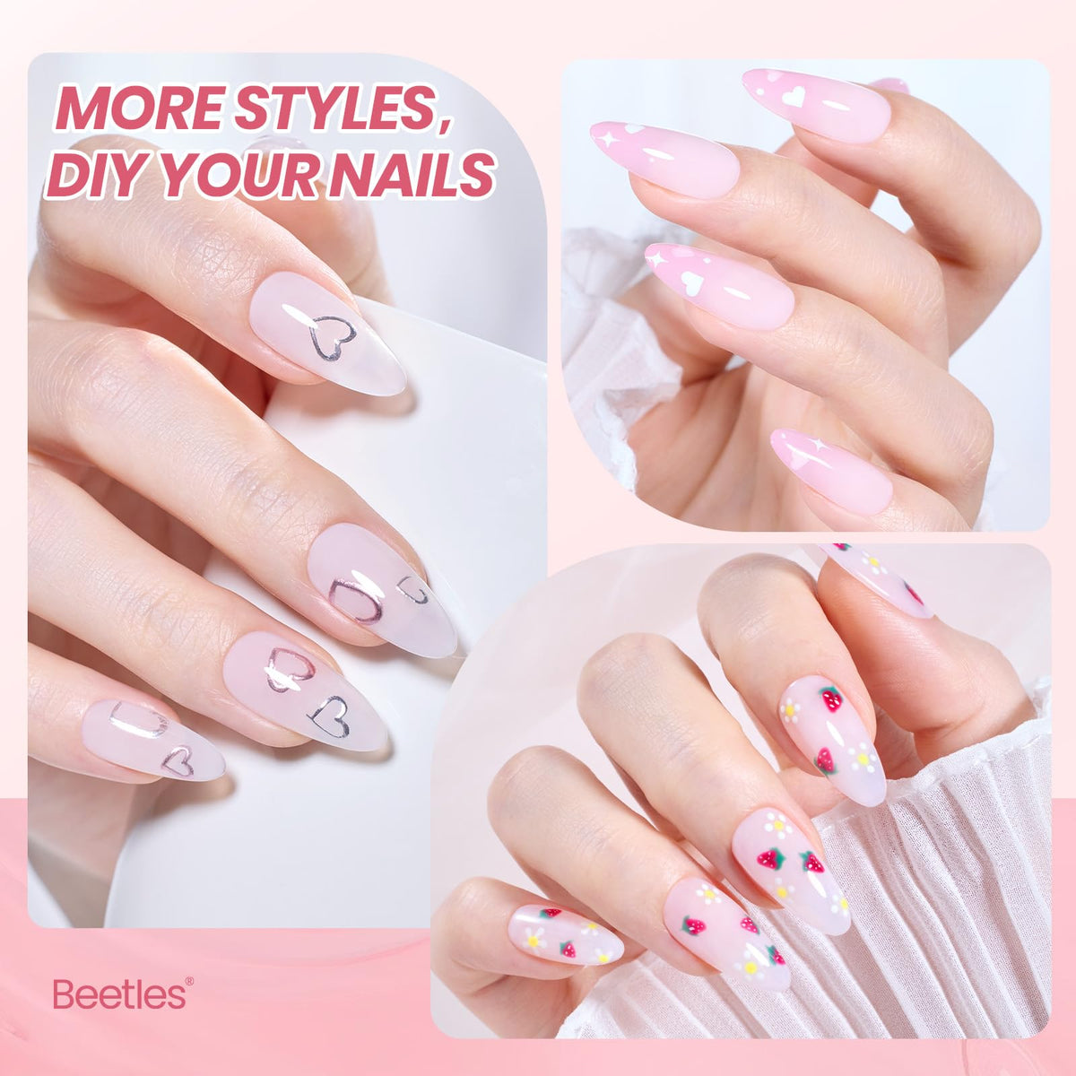 beetles Gel Polish Milky Pink Gel Nail Polish 15ml with UV lamp