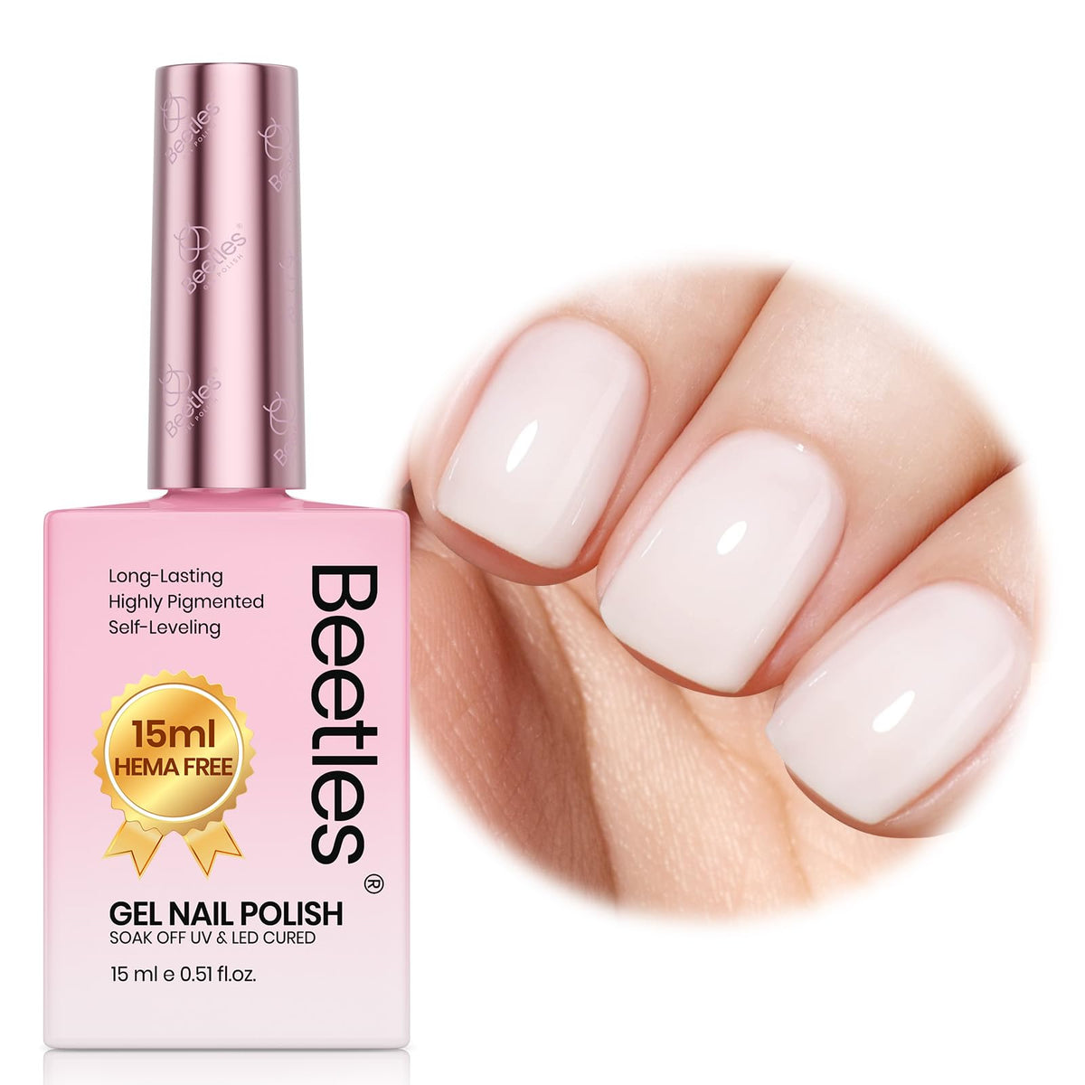beetles Gel Polish Milky White Gel Nail Polish front view
