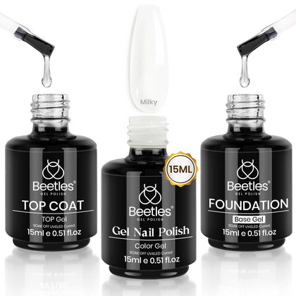 beetles Gel Polish Milky White Gel Nail Polish Set front view