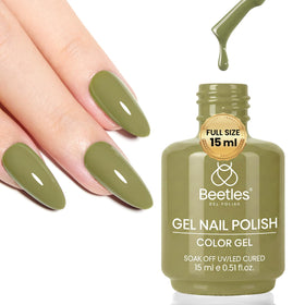beetles Gel Polish Mossy Bud 15ML olive green gel nail polish front view