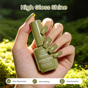 beetles Gel Polish Mossy Bud 15ML olive green gel nail polish in use