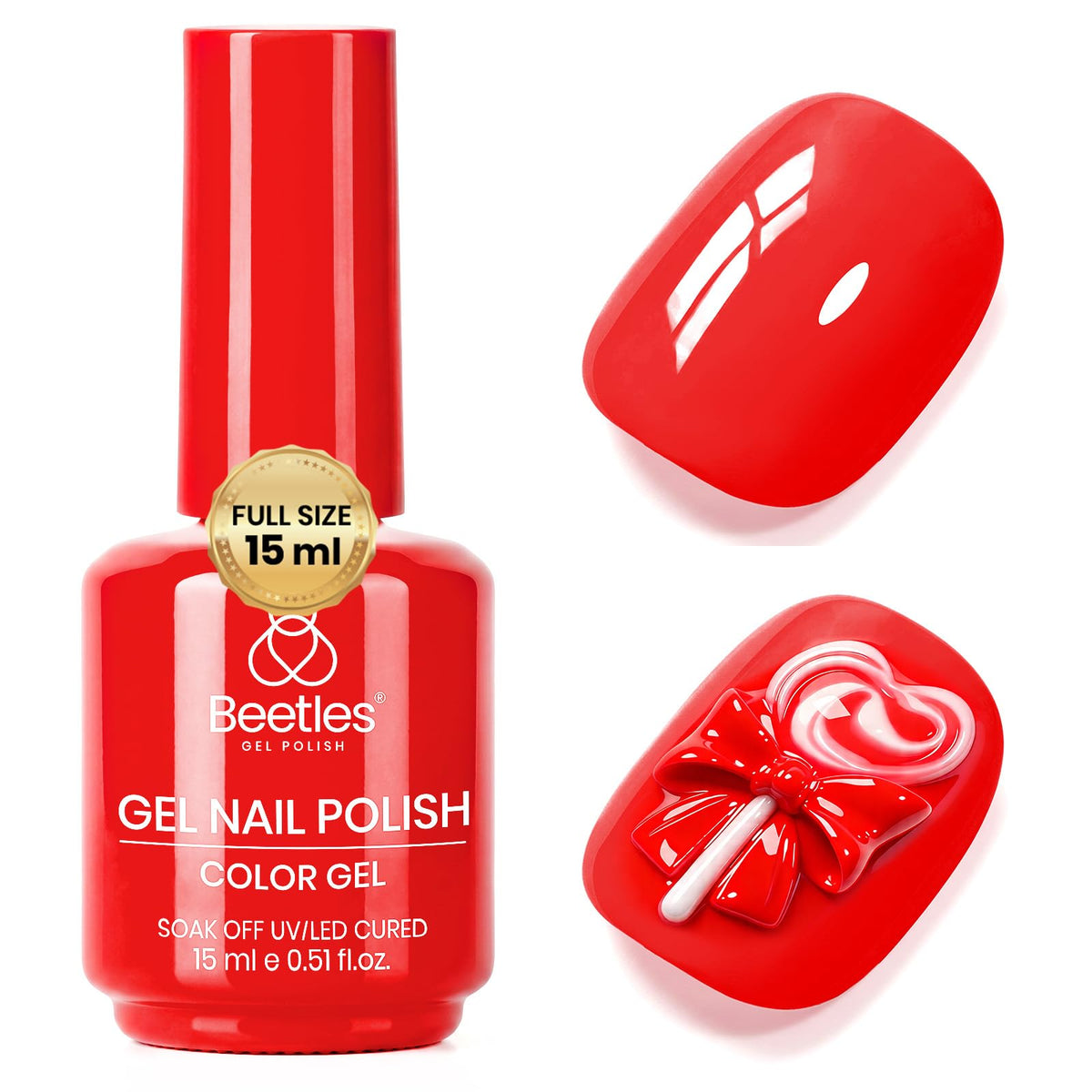 Beetles Gel Polish My Signature bright red gel nail polish bottle front view