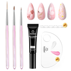 beetles Gel Polish Nail Art Brushes Set front view with tools