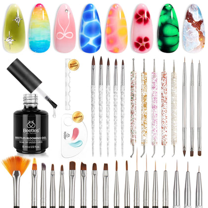 beetles Gel Polish Nail Art Brushes Set with blooming gel and tools