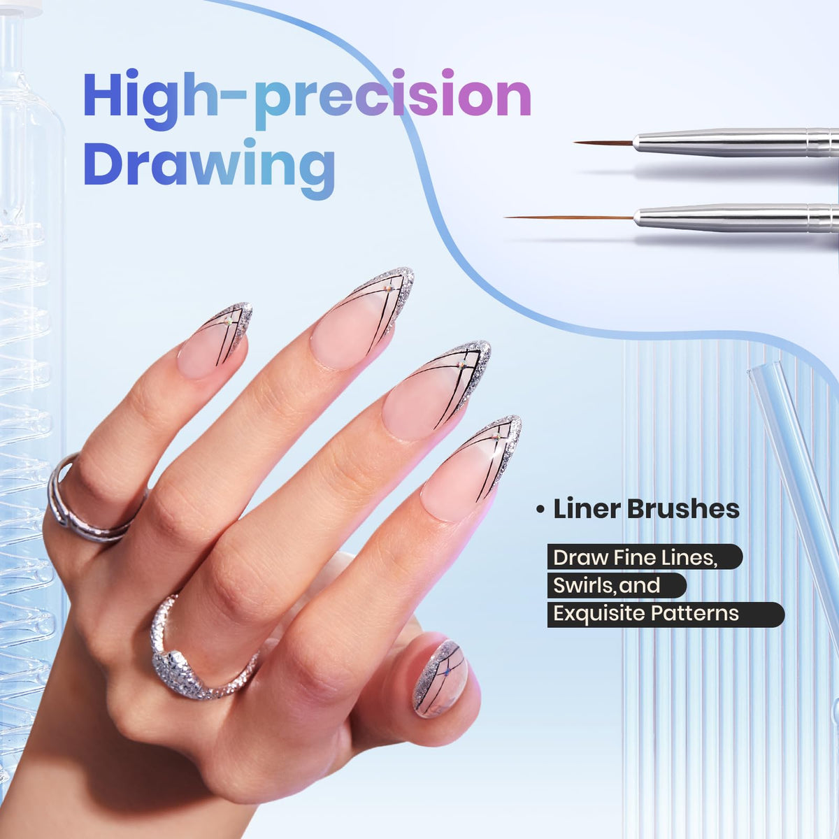 beetles Gel Polish Nail Art Brushes showing different brush types