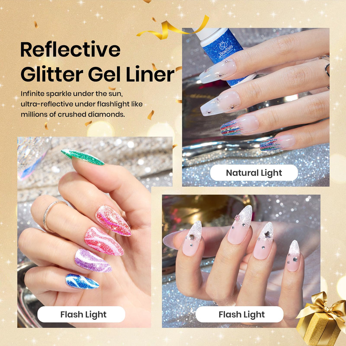 beetles Gel Polish nail art design using gel liner