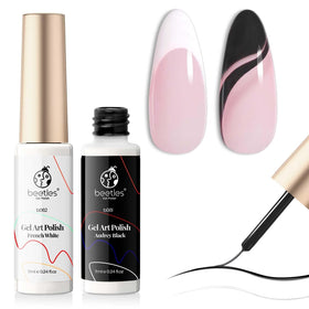 beetles Gel Polish Nail Art Liner Set black and white bottles front view