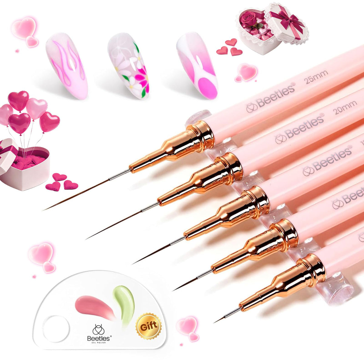 beetles Gel Polish Nail Art Pens set with five brushes