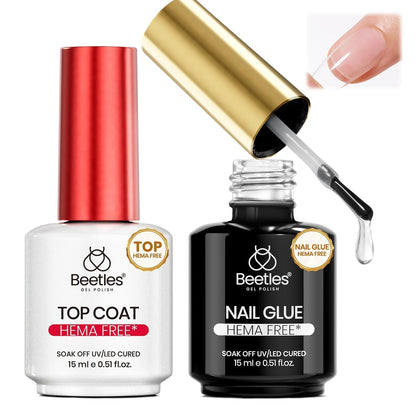 beetles Gel Polish Nail Glue Gel & Top Coat Set 15ml front view