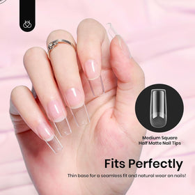 beetles Gel Polish Nail Tips applied on nails with gel polish