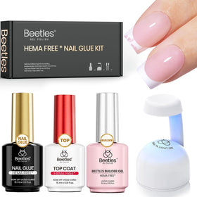 beetles Gel Polish Nail Tips Glue Kit including nail glue gel and builder gel
