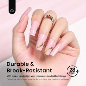 beetles Gel Polish Nail Tips in a hand with manicured nails