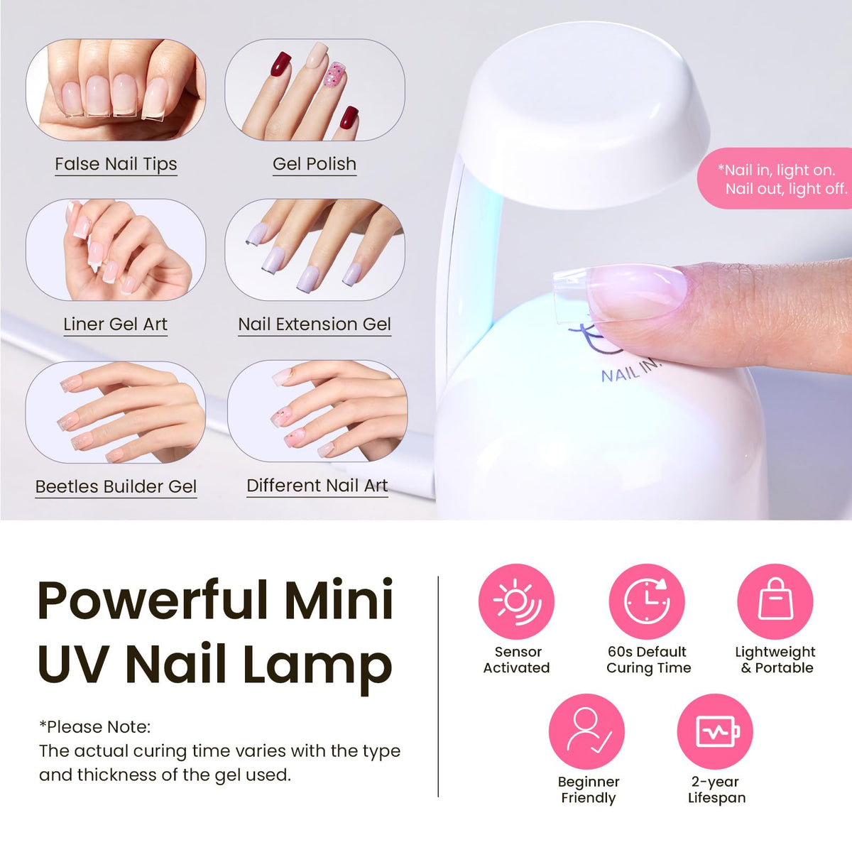 beetles Gel Polish nail tips in various sizes displayed