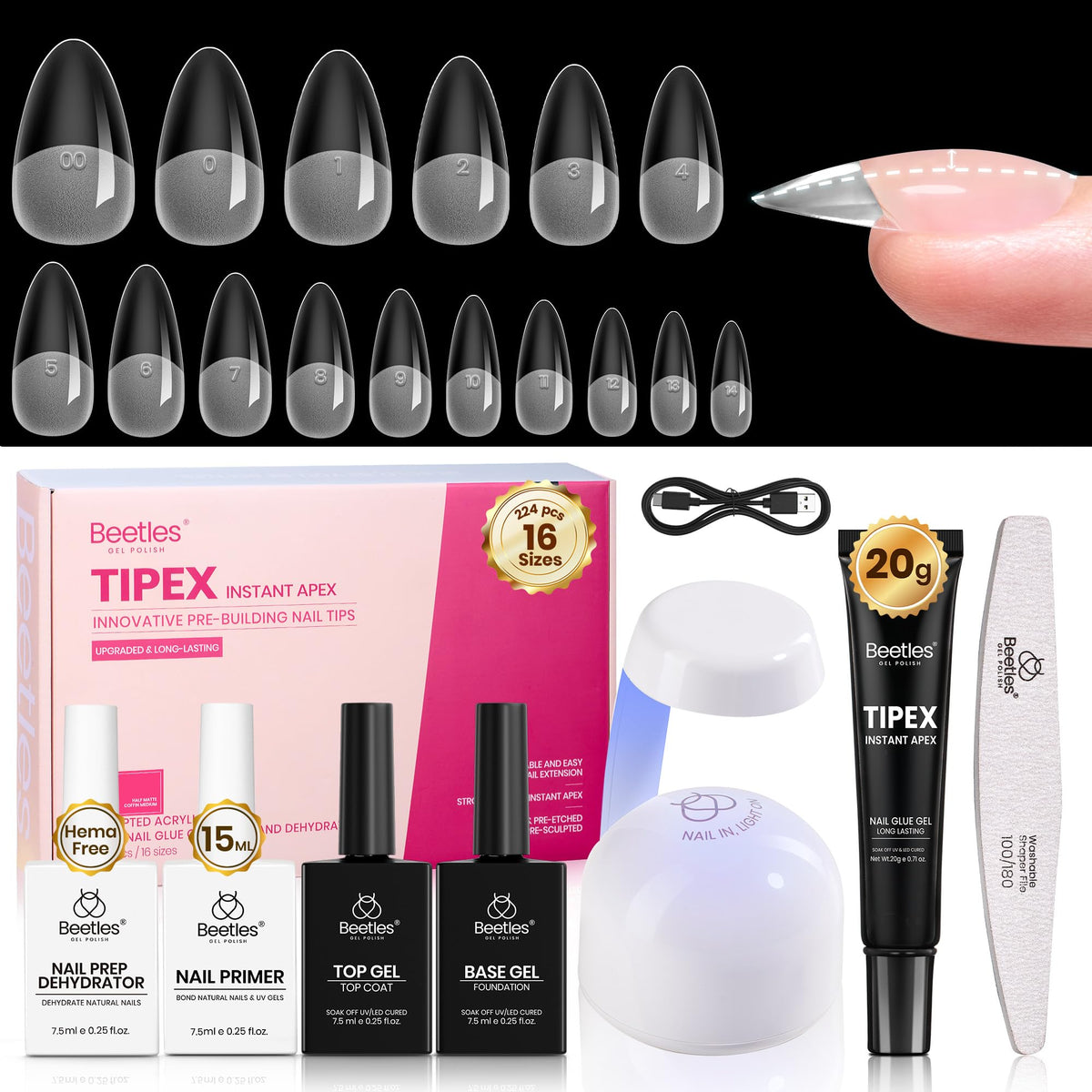 beetles Gel Polish Nail Tips Kit 224pcs front view