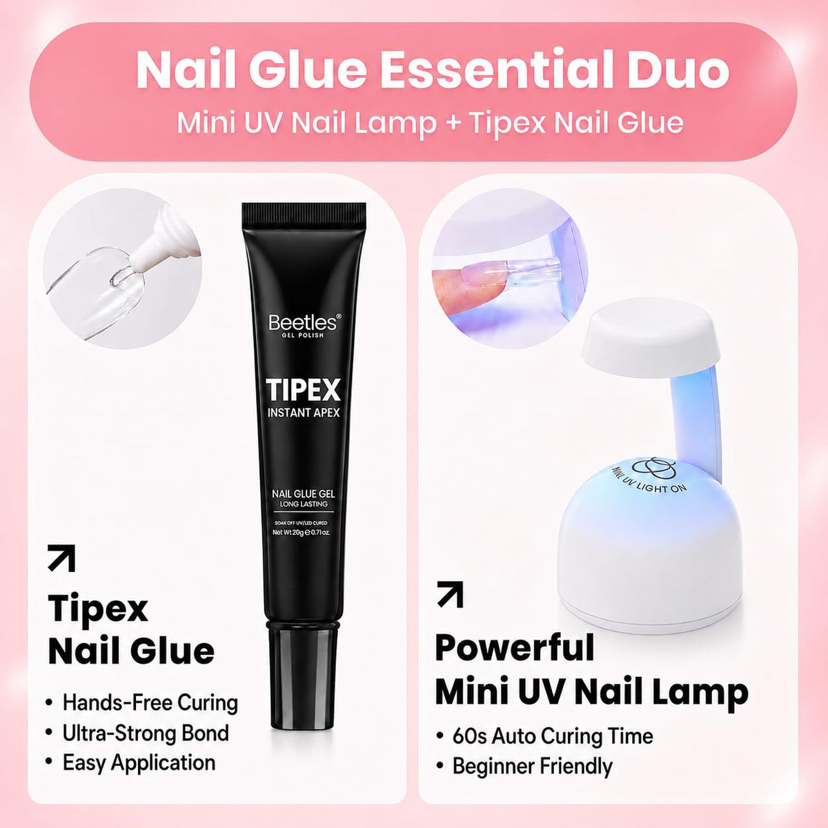 beetles Gel Polish Nail Tips Kit application process